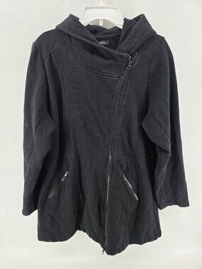 Torrid Black Fleece Asymmetrical Zip Hoodie Coat – Size 1X